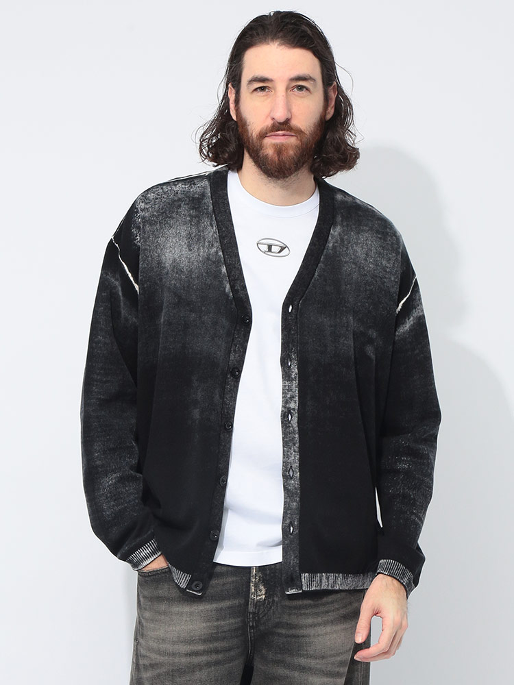 DIESEL (ディーゼル) コットン プリント ニットカーディガン