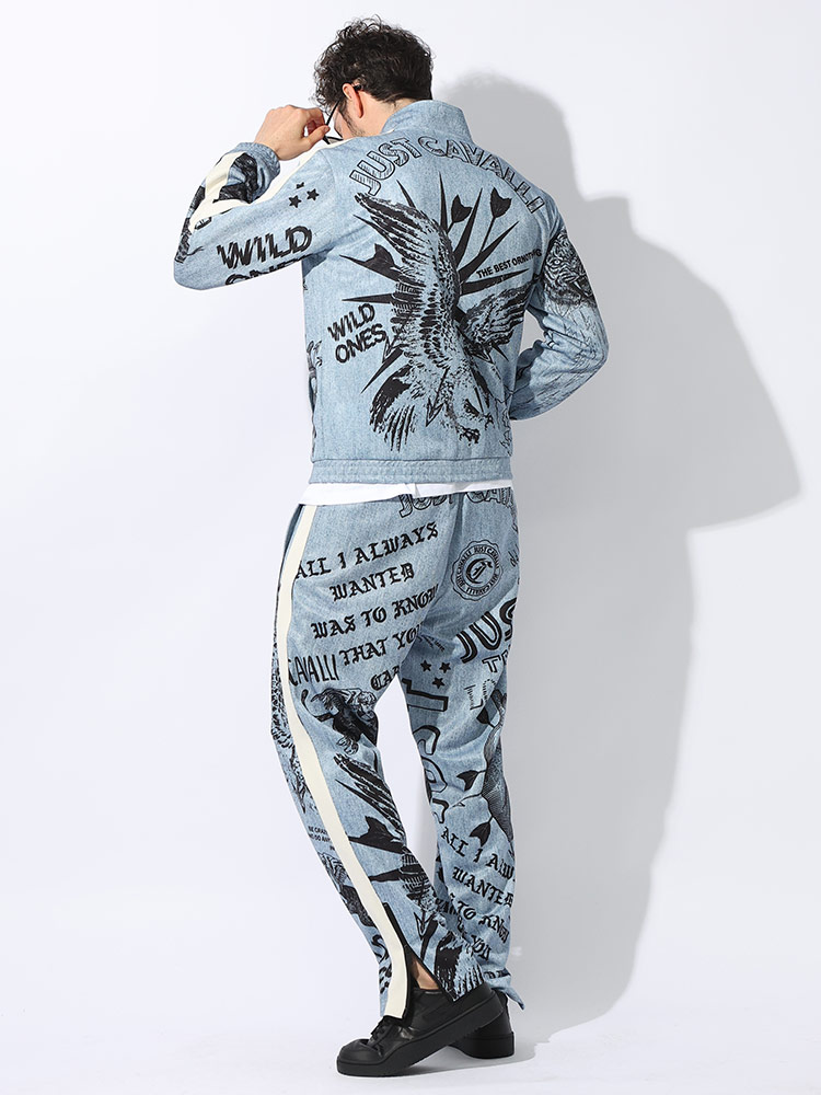 Just cavalli (ジャスト カヴァリ) 総柄 ラインテープ フルジップ
