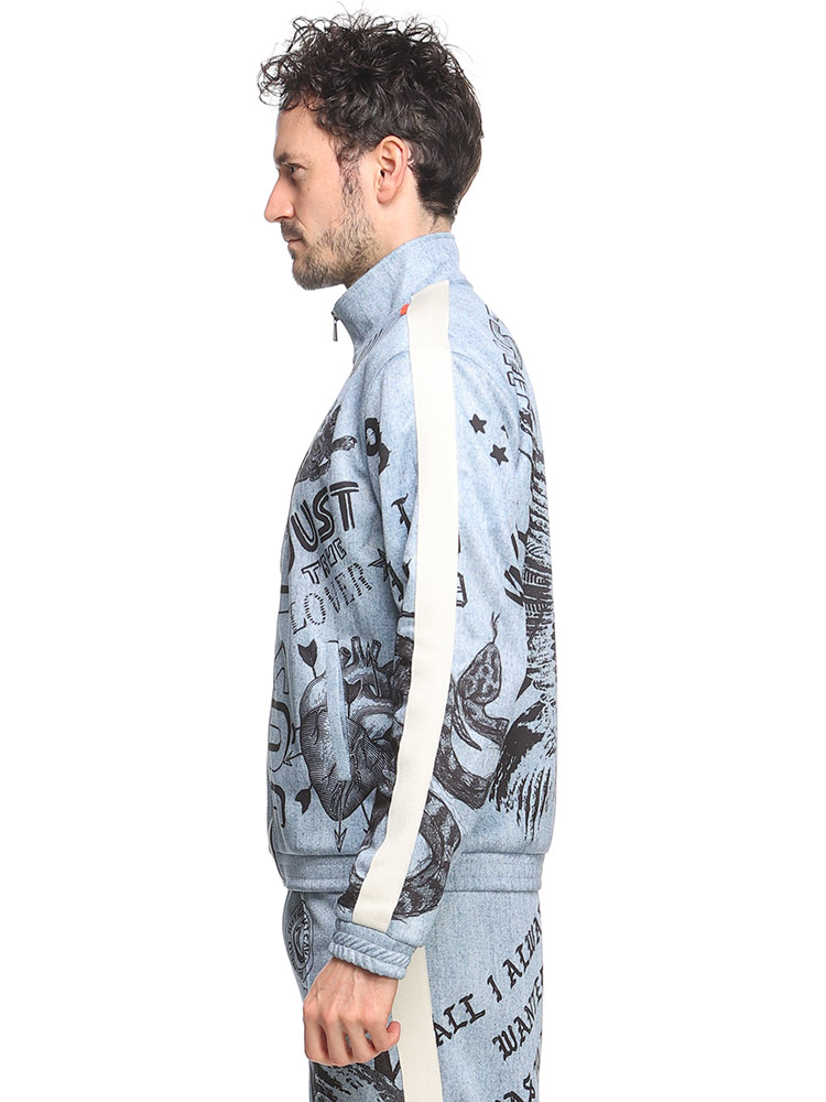 Just cavalli (ジャスト カヴァリ) 総柄 ラインテープ フルジップ