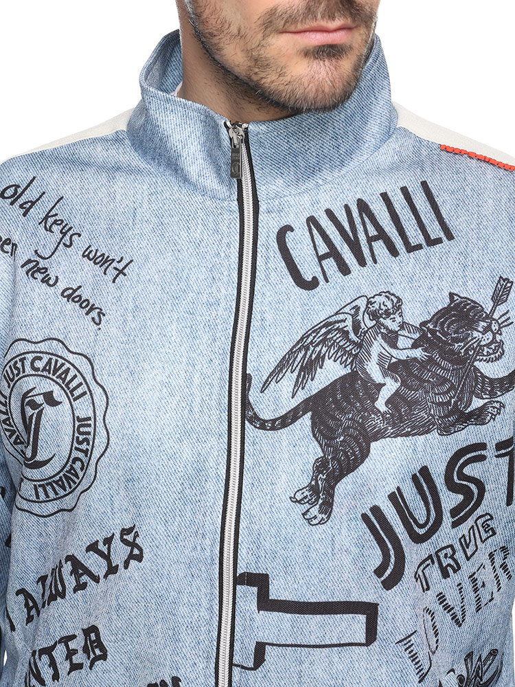 Just cavalli (ジャスト カヴァリ) 総柄 ラインテープ フルジップ