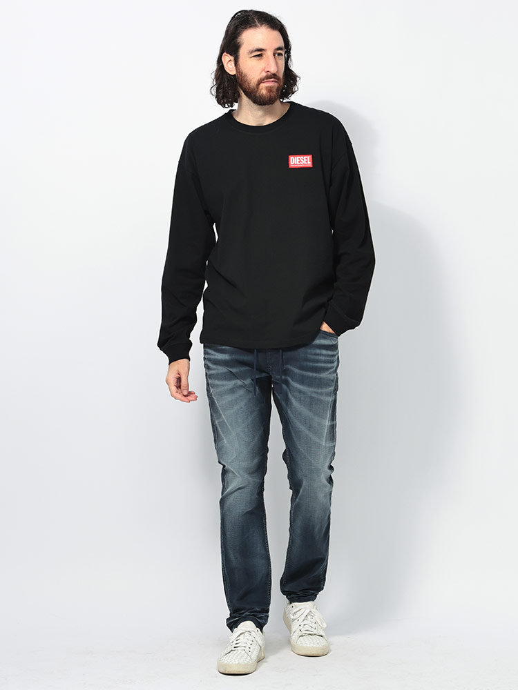 DIESEL (ディーゼル) BOXロゴ クルーネック 長袖 Tシャツ
