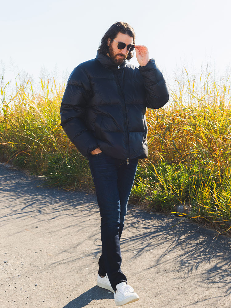 PYRENEX (ピレネックス) 軽量ナイロン ロゴワッペン スタンド ダウン