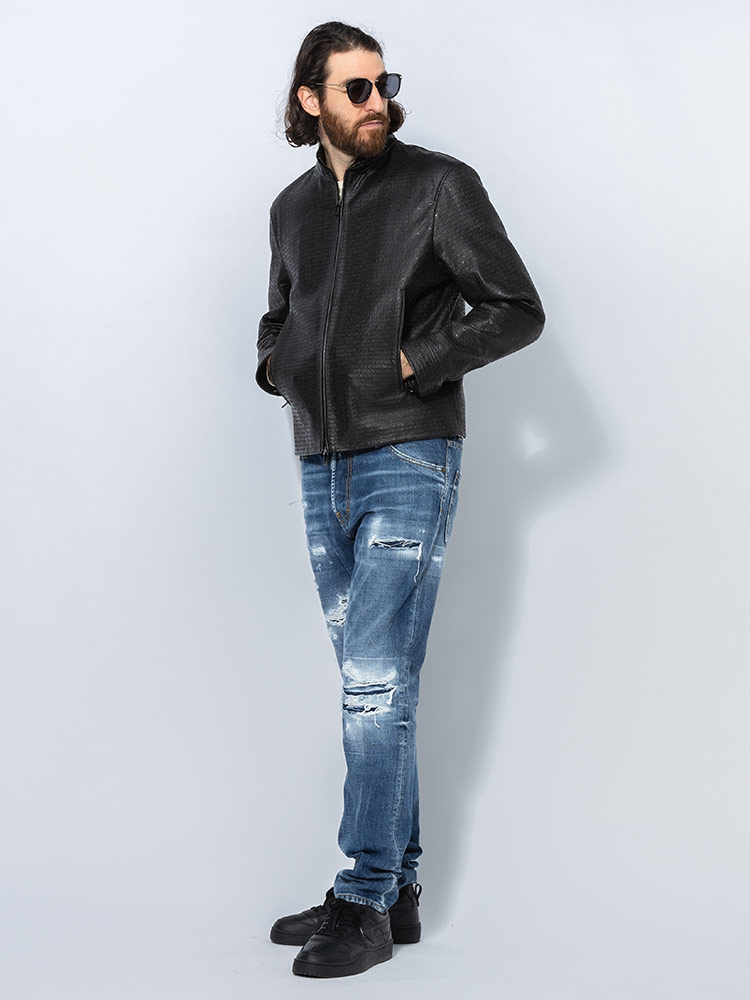 EMPORIO ARMANI (エンポリオアルマーニ) ラムレザー エンボスロゴ