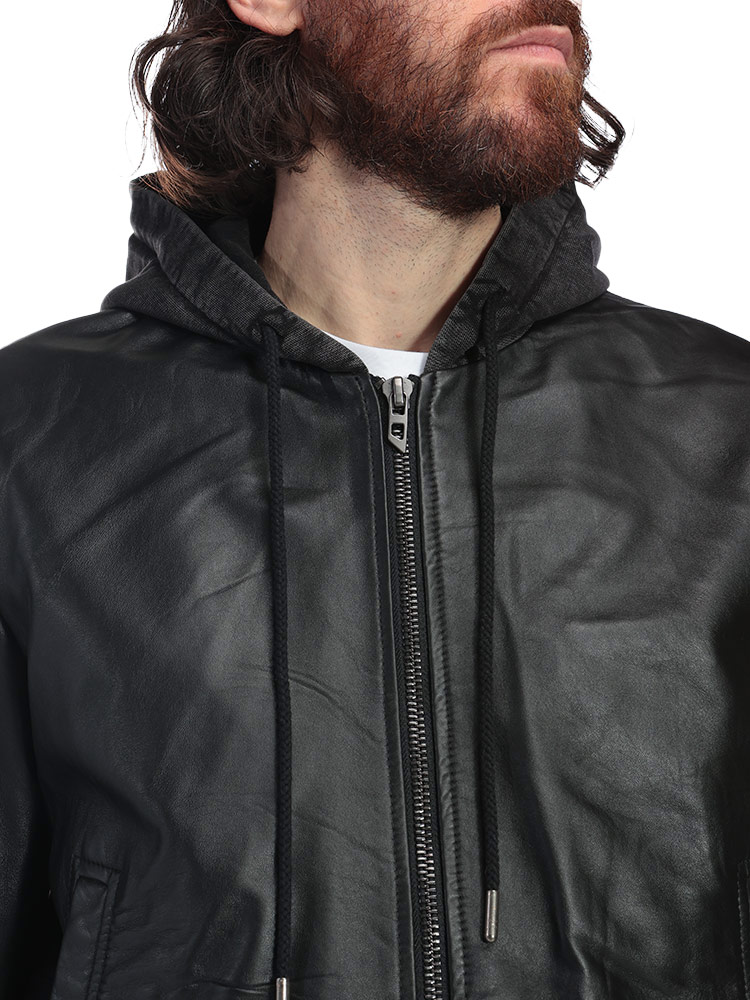 DIESEL (ディーゼル) デニム レザーコンビネーション ジップ ブルゾン