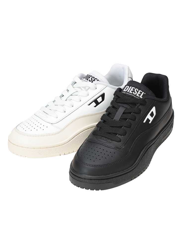 DIESEL (ディーゼル) レザー ワンポイントロゴ ローカットスニーカー
