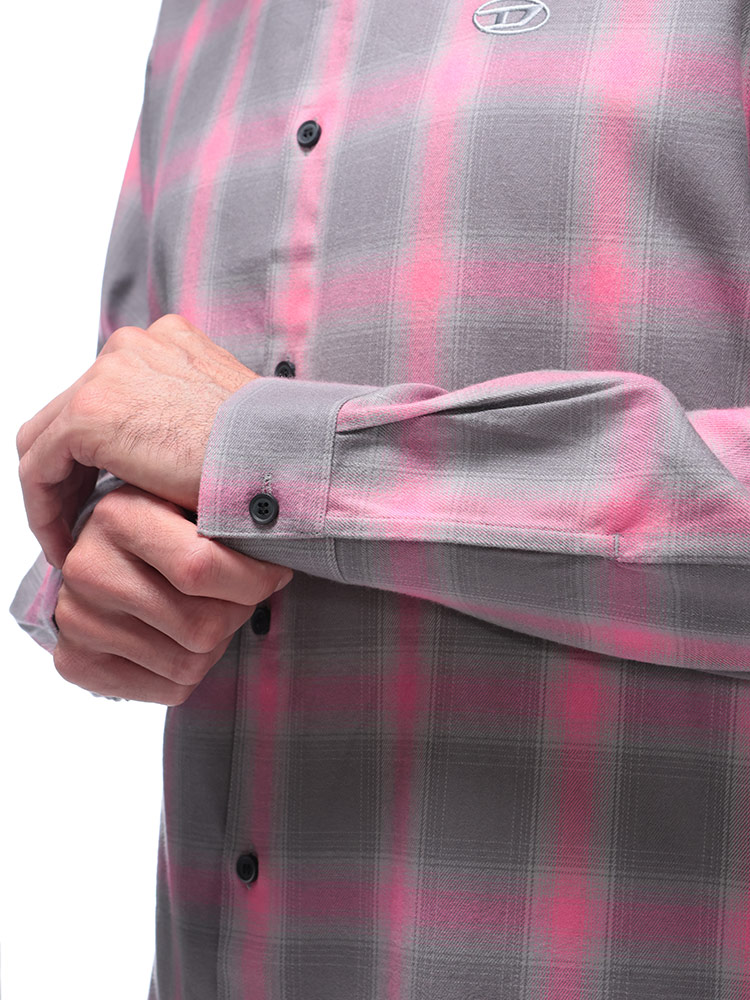 DIESEL (ディーゼル) オーバルD刺繍 チェック柄 長袖 シャツ s-simply