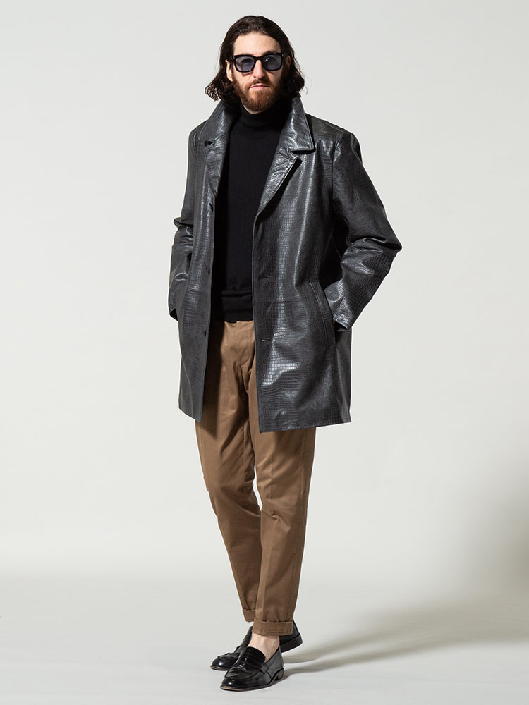 DKNY (ダナキャラン ニューヨーク) レザー シングル コート DKDX8M2382