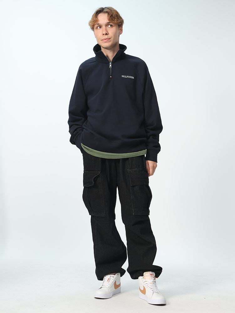 TOMMY HILFIGER (トミーヒルフィガー) 裏起毛 ハーフジップ プル