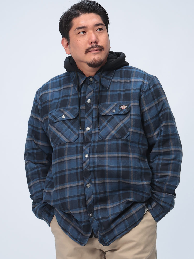 ブルゾン 中綿ジャケット 撥水 チェック柄 フード付き レイヤード風