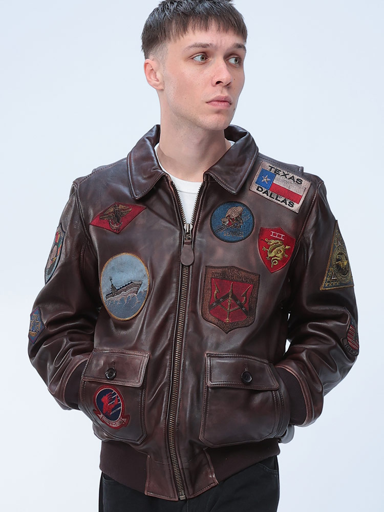 TOPGUN (トップガン) レザー フルジップ ボンバージャケット TGVIN M L