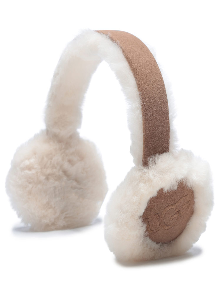 UGG (アグ) ロゴ 刺繍 シープスキン ボア イヤーマフ 耳当て SHEEPSKIN