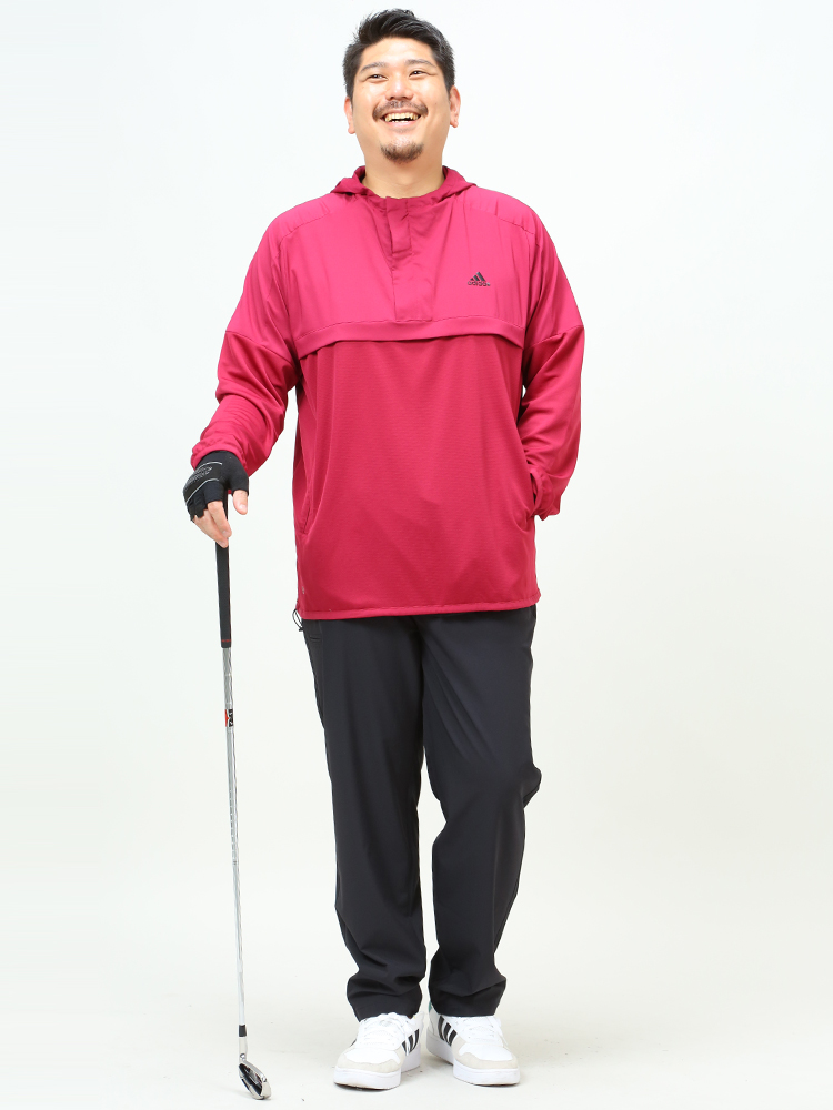 大きいサイズ メンズ adidas (アディダス) フード付き ハーフジップ