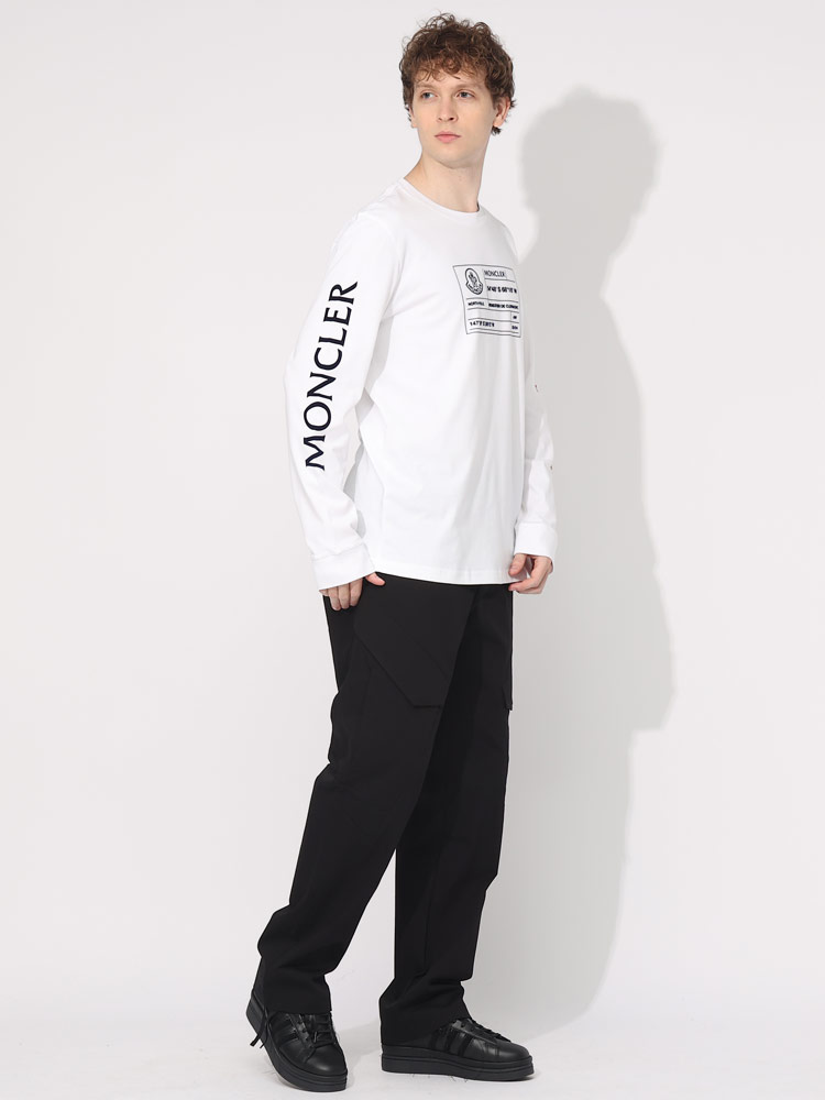 MONCLER (モンクレール) 袖ロゴ プリント クルーネック 長袖 Tシャツ