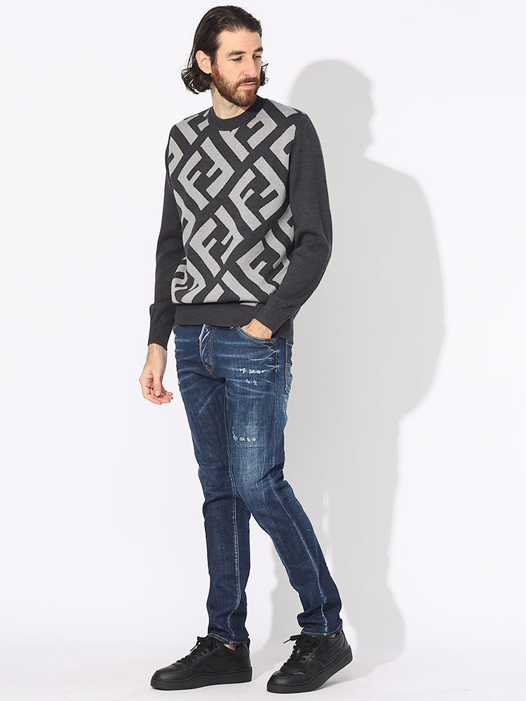 FENDI (フェンディ) FF柄 クルーネック ニット FDFZX091APJK ブランド