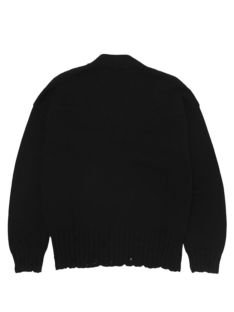 MARNI (マルニ) コットン ダメージ加工 手刺繍ロゴ Vネック