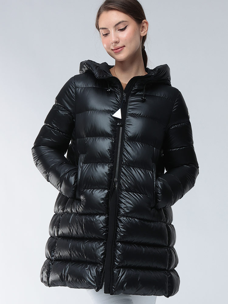 MONCLER (モンクレール) ナイロン フルジップ フレア ダウンコート