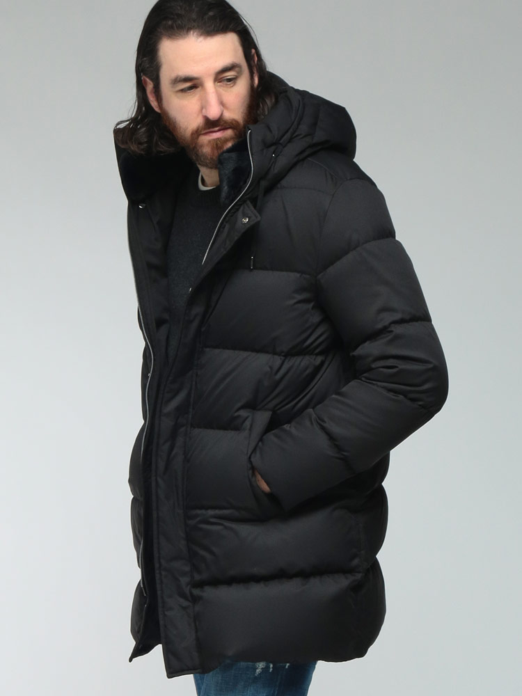 HERNO (ヘルノ) ウール 切り替え フルジップ ダウンコート