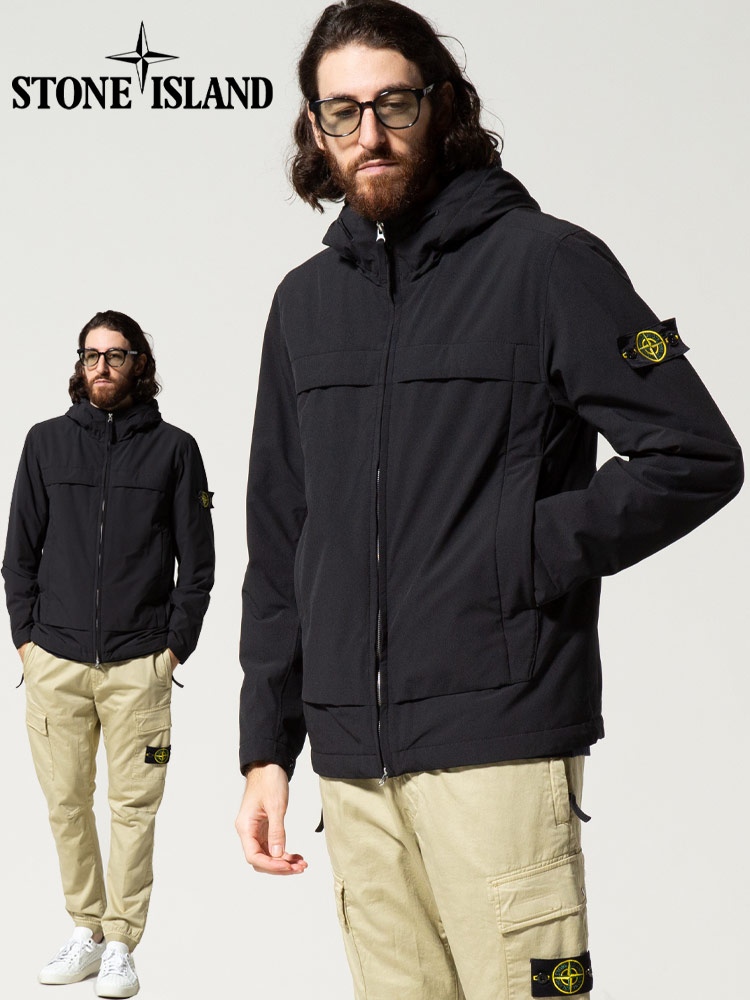 STONE ISLAND (ストーンアイランド) 袖ロゴ フード フルジップ ソフト
