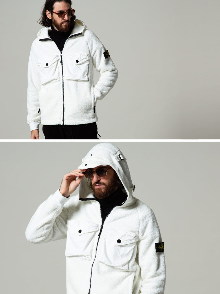 STONE ISLAND ストーンアイランド ポケット フード フルジップ ボア