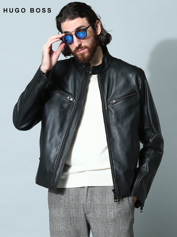 HUGO BOSS (ヒューゴボス) ラムレザー フルジップ ライダース