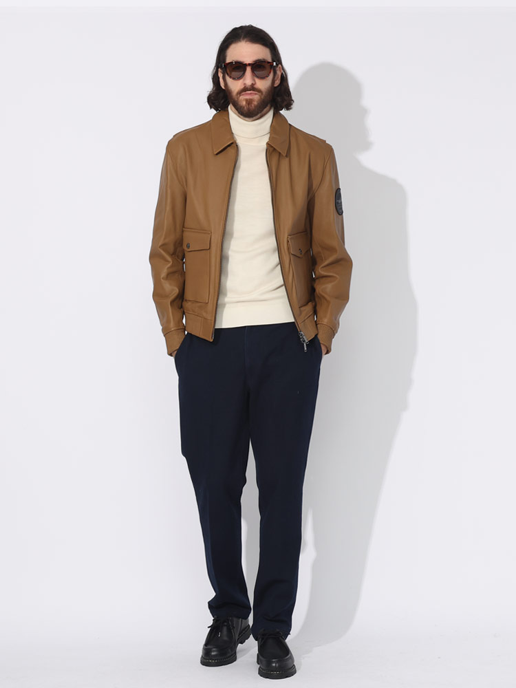 HUGO BOSS (ヒューゴボス) レザー ダブルジップ ジャケット HB50499073