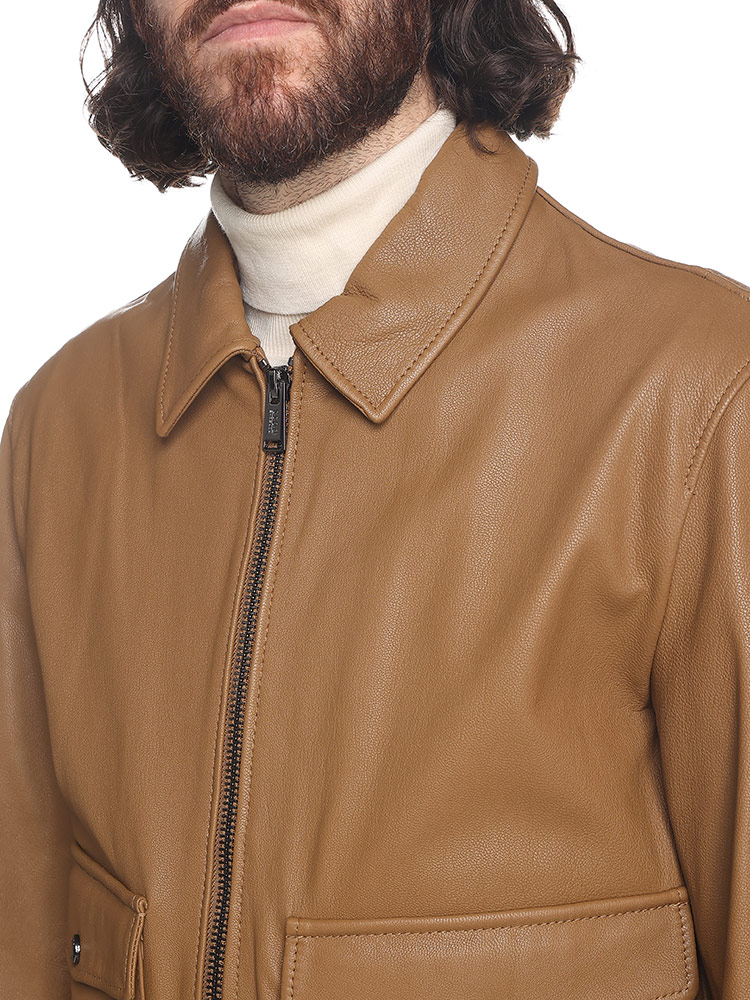HUGO BOSS (ヒューゴボス) レザー ダブルジップ ジャケット HB50499073