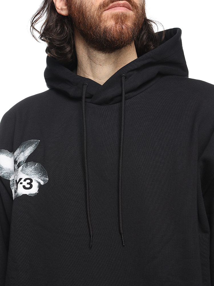 Y-3 (ワイスリー) 裏毛グラフィクロゴ ポケット付き プルオーバー