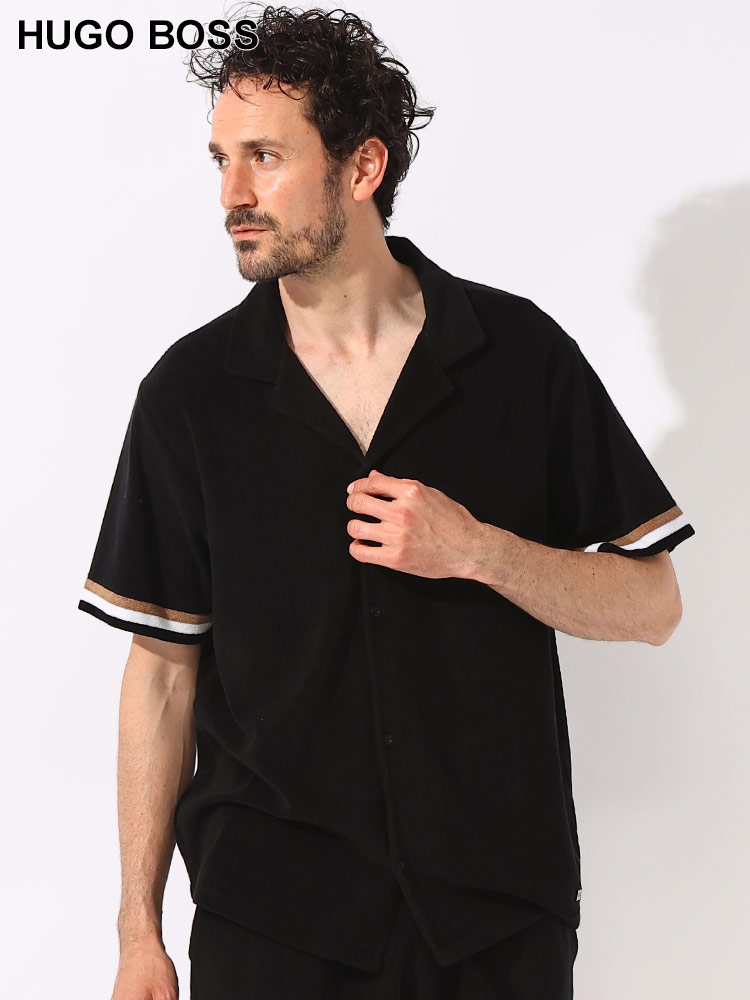 HUGO BOSS (ヒューゴボス) BOSS BEACH テリータオル地 袖ストライプ