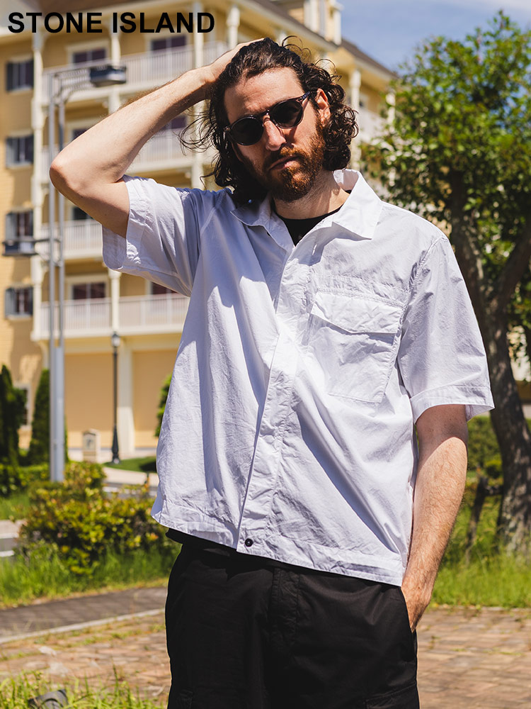 STONE ISLAND (ストーンアイランド) コットン 隠しボタン パッチ