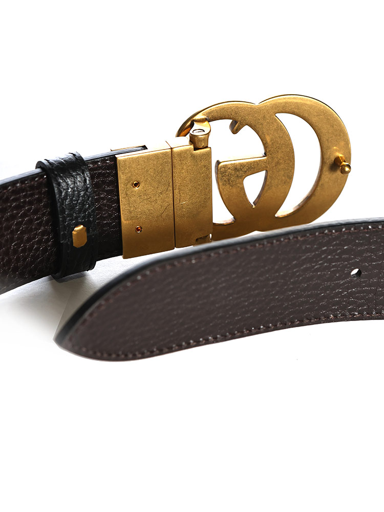 GUCCI (グッチ) ダブルG ゴールドバックル リバーシブル ベルト