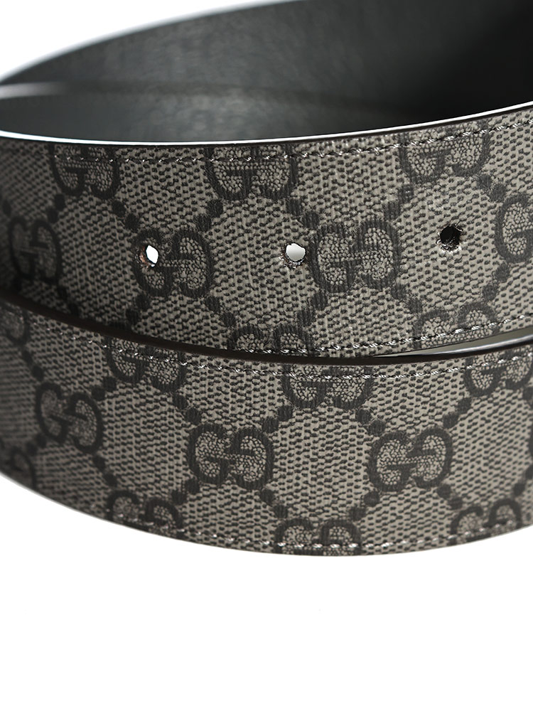 GUCCI (グッチ) 総柄×無地 ダブルGバックル リバーシブル ベルト