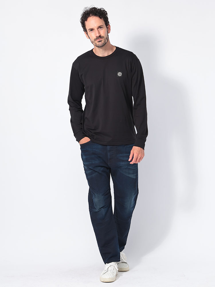 STONE ISLAND (ストーンアイランド) 胸ロゴ クルーネック 長袖 Tシャツ