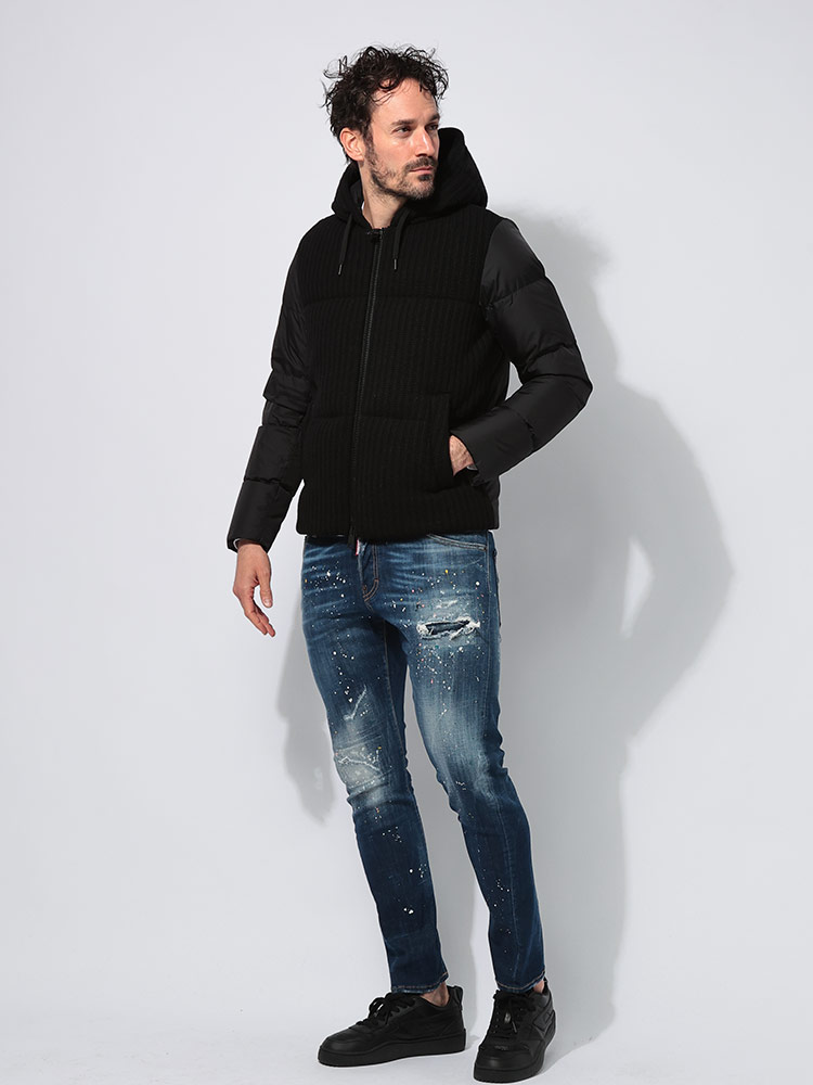 HERNO (ヘルノ) ニット切り替え フード フルジップ ダウンジャケット