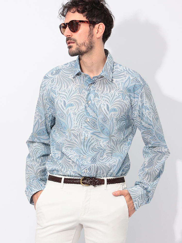 ETRO (エトロ) 綿100％ ペイズリー柄 長袖 シャツ ETMRIB0001SA5F1