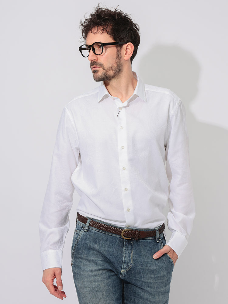 ETRO (エトロ) 綿100％ ペイズリージャガード 長袖 シャツ