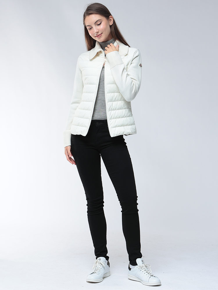 MONCLER (モンクレール) ニット切り替え フルジップ 襟付き ダウン