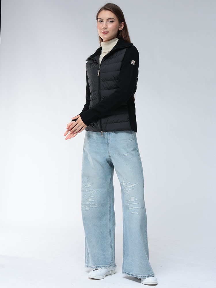 MONCLER (モンクレール) ニット切り替え フルジップ 襟付き ダウン