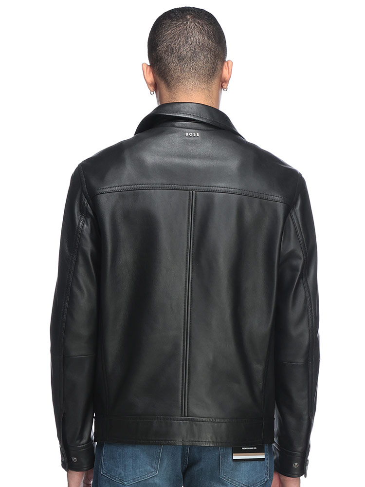 HUGO BOSS (ヒューゴボス) ナッパレザー フルジップ スタンドカラー