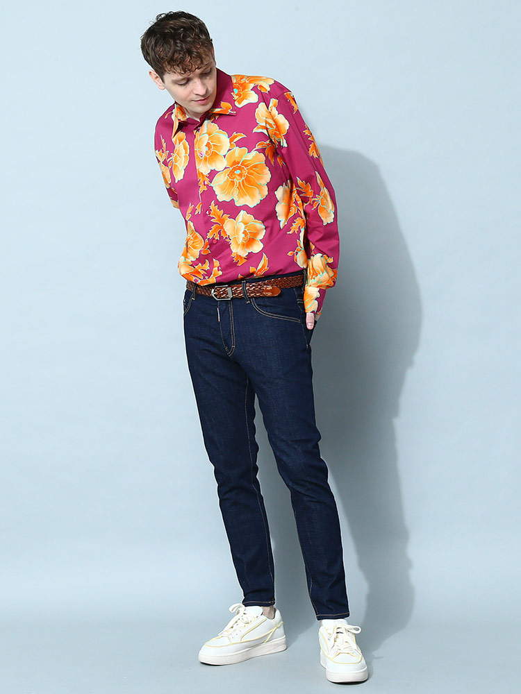 ETRO エトロ メンズ 綿100％ 花柄 長袖 シャツ 柄シャツ ブランド