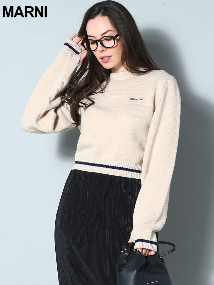 MARNI (マルニ) ロゴワンポイント クルーネック セーター