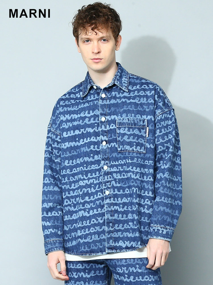 MARNI (マルニ) ロゴ総柄 長袖 デニムシャツ MACUJU0061A0 ブランド