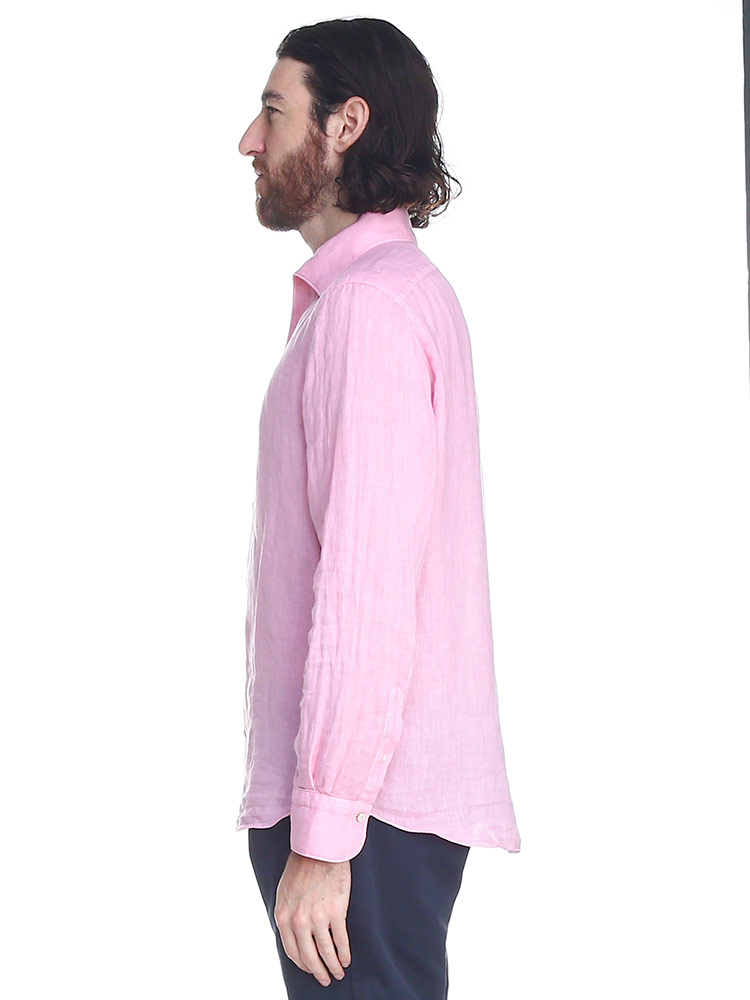 Finamore (フィナモレ) リネン 無地 長袖 シャツ FISEULCO463D 39 41