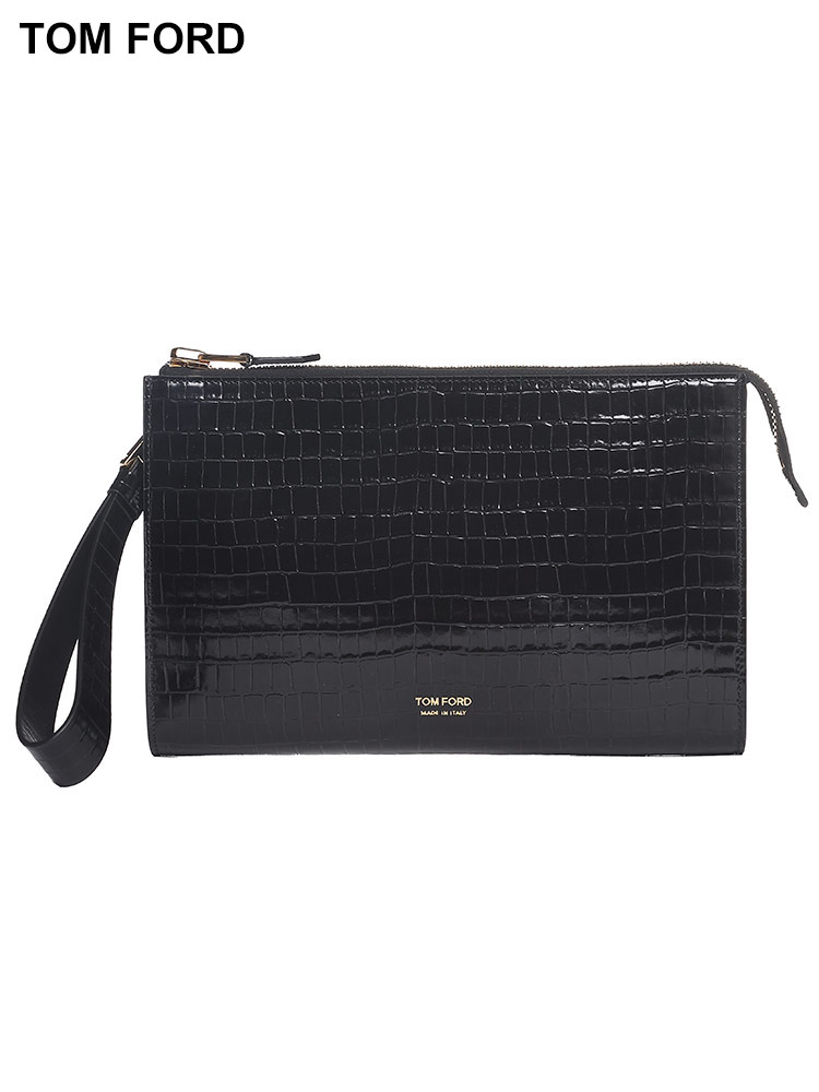 TOM FORD (トムフォード) カーフレザー ゴールドジップ クラッチバッグ