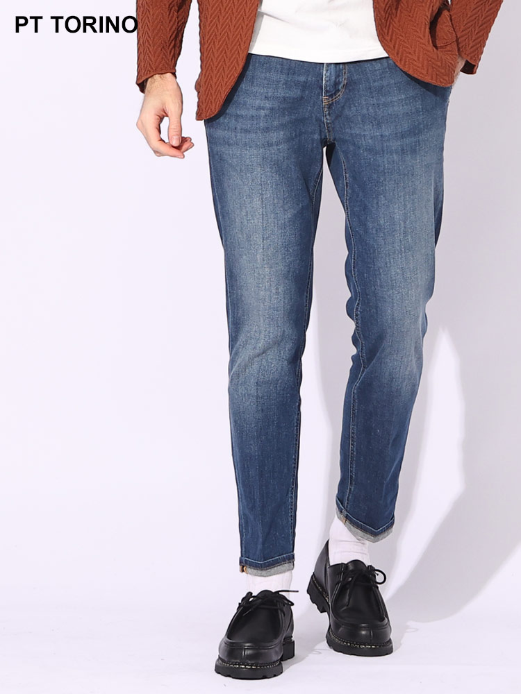 PT TORINO (ピーティートリノ) ジップフライ ロールアップ ジーンズ