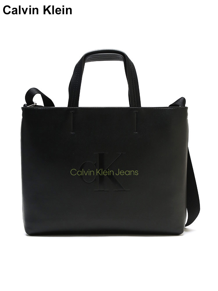 Calvin Klein (カルバンクライン) フェイクレザー エンボスロゴ 2WAY
