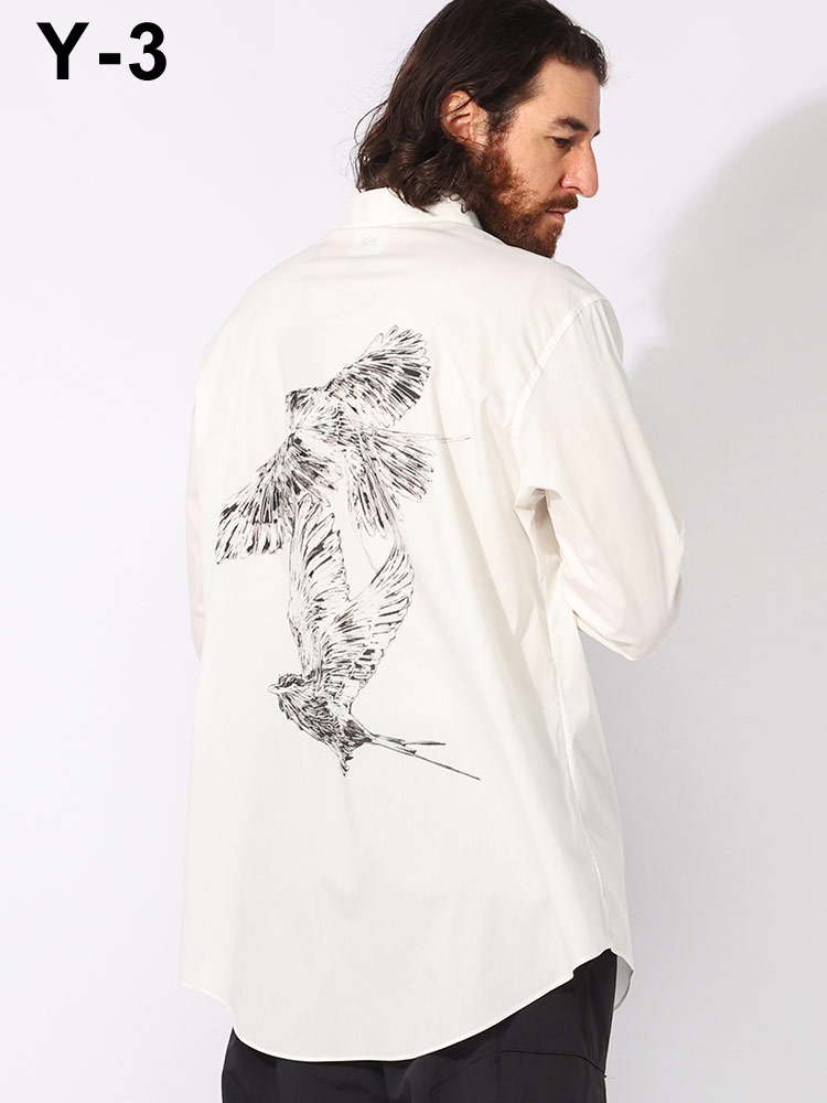 Y-3 (ワイスリー) ストレッチ コットン グラフィックプリント 長袖