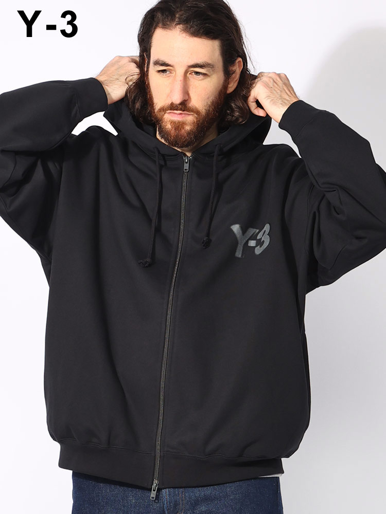 Y-3 (ワイスリー) 裏起毛 胸ロゴ フルジップ パーカー LOGO ZIP HODDIE