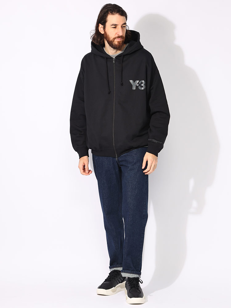 Y-3 (ワイスリー) 裏起毛 胸ロゴ フルジップ パーカー LOGO ZIP HODDIE
