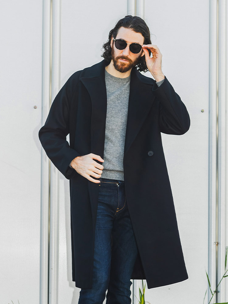 HEVO (イーヴォ) ウール混 ダブル ロングコート BRINDISI