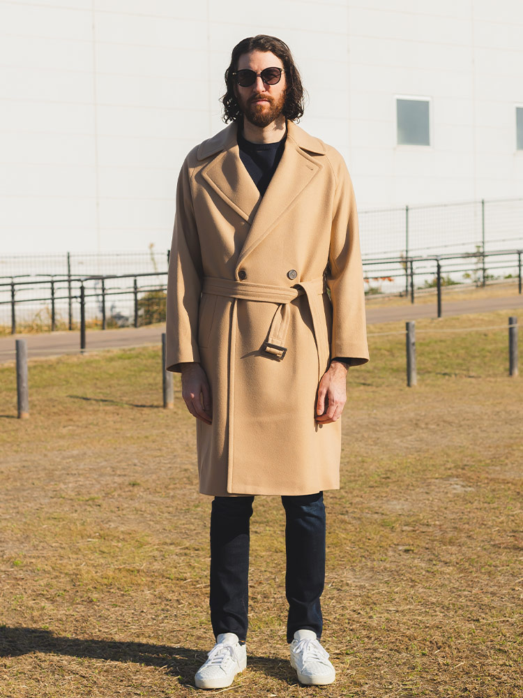 HEVO (イーヴォ) ウール混 ダブル ロングコート BRINDISI